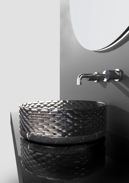 MARMOFUSION - Countertop round marble and crystal washbasin by Glass Design - view 3